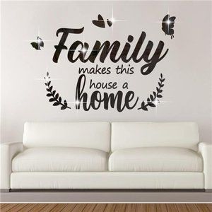 3D Acrylic Mirror Decal Wall Decor Stickers Family Letter Quotes Wall Stickers